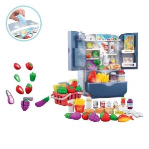 Játék hűtőszekrény, hanggal és fénnyel, tartozékokkal együtt, 46x15x35,5cm, több színű