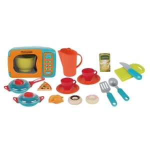 Játék mikrohullámú sütő tartozékokkal és főzőedényekkel, 49x12x25,5cm, többszínű