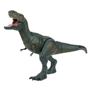 T-Rex dinoszaurusz figura, hanggal és szájmozgással, 37x12x26cm, zöld