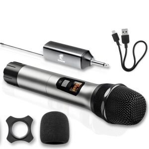 Professzionális mikrofon, vezeték nélküli, Tonor TW620, kettős UHF dinamikus, kardioid, fém, zajszűrő funkció, konferenciához, karaoke, műsorszórás, beszédek, felvétel, hordozható, led kijelz