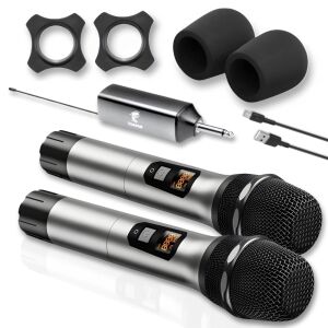 Professzionális mikrofonkészlet, vezeték nélküli, Tonor TW630, Dual Uhf dinamikus, kardioid, zajszűrő funkció, konferenciához, karaoke, műsorszórás, beszédek, felvétel, templom, hordozható, L