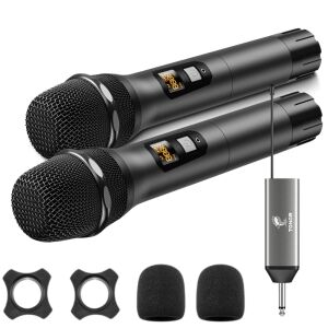 2 professzionális mikrofon készlet, vezeték nélküli, Tonor TW630, Dual UHF Dynamic, Cardioid, Zajszűrő funkció, konferencia, karaoke, műsorszórás, beszédek, felvétel, templom, fekete LED kije
