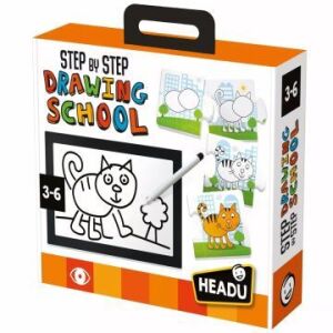 Headu Pas cu Pas Școala de Desen, set de activități de desen pentru copiii cu vârste cuprinse între 3 și 6 ani, include cărți cu instrucțiuni pas cu pas pentru desenarea diferitelor animale și obiecte - Premergatoare și Jocuri de dezvoltare pentru copii mici