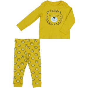 Gelber Kinderpyjama mit Löwenprint, Langarmshirt und Hose, Größe 86 - Mode & Kleidung