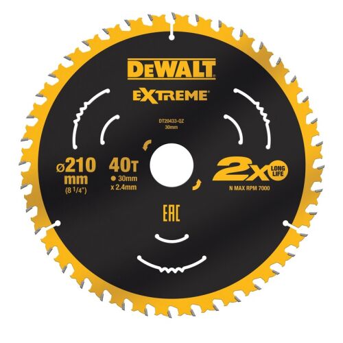 DeWALT - EXTREME körfűrészlap, 210x30x2.4mm, 40 fog [DT20433-QZ] 126342818
