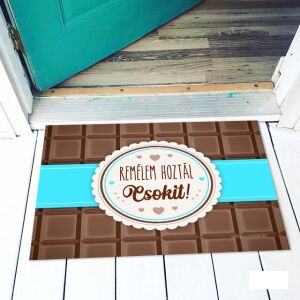 Vicces lábtörlő csokoládé mintával és 'Remélem hoztál csokit' felirattal - Vicces ajándék