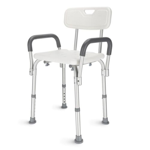 4FIZJO shower chair with back and armrests, angled view