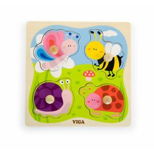 Viga Drewniane Puzzle z Uchwytami Owady dla Maluchów - Puzzle Baba