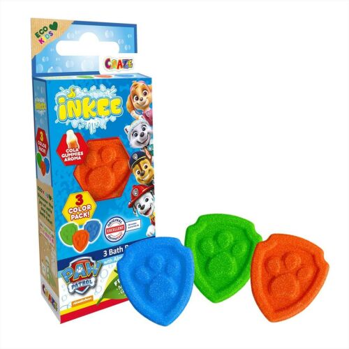 Craze Inkee Paw Patrol Badebomben, 3er-Pack mit Cola-Gummibärchen-Aroma
