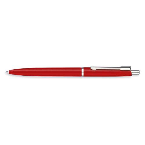 Guľôčkové pero s tlačidlom 0,8 mm, plastové červené telo blanka k, farba písania červená