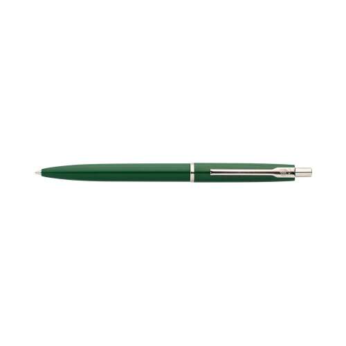 Guľôčkové pero s tlačidlom 0,8 mm, plastové zelené telo blanka k, farba písania zelená