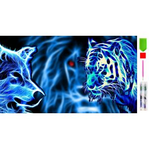 5D Gyémánt Festés Készlet - Farkas és Tigris