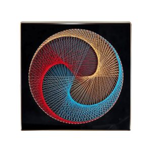 String art геометричен кръгъл дизайн, 30x30 cm, черна рамка - Декорация на дома