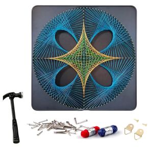 Zestaw String Art z młotkiem, gwoździami, nićmi i haczykami do zawieszenia - Tapeta