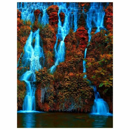 Комплект за рисуване по номера с водопад, 40x50cm, рамкиран, с четки и бои, DIY изкуство