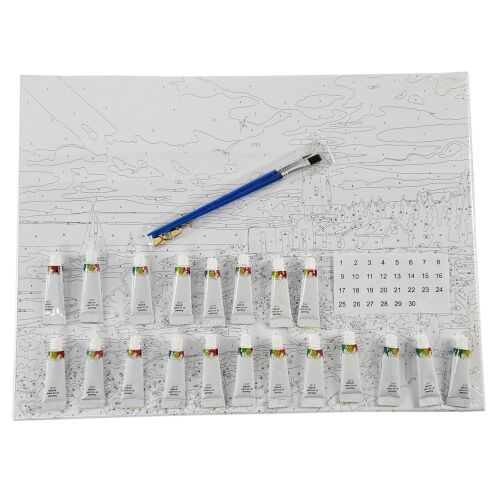 Festészet számok alapján készlet lovakkal, 40x50cm vászon, akrilfestékek, ecsetek, keret