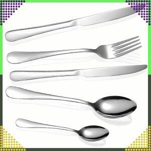 Set de tacâmuri premium din oțel inoxidabil, 5 piese, pe fundal alb - Tacâmuri