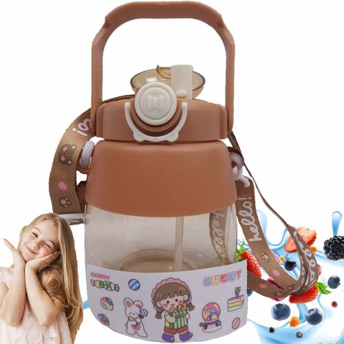 Sticla de apa gradinita scoala cu sfoara de paie pentru copii 1l 126376604