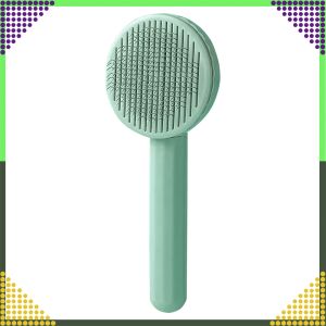 Perie autocurățare verde pentru câini și pisici, mâner ergonomic - Perie pentru animale, mașină de tuns, foarfece, mașină de tăiat gheare