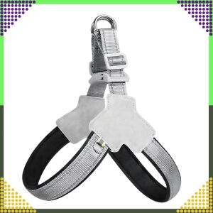 Szary bezuciskowy szelki dla psa z odblaskowymi paskami, wygodne dla małych psów, rozmiar S, dla buldoga francuskiego, odpowiednie również dla kotów - Uprząż dla zwierząt