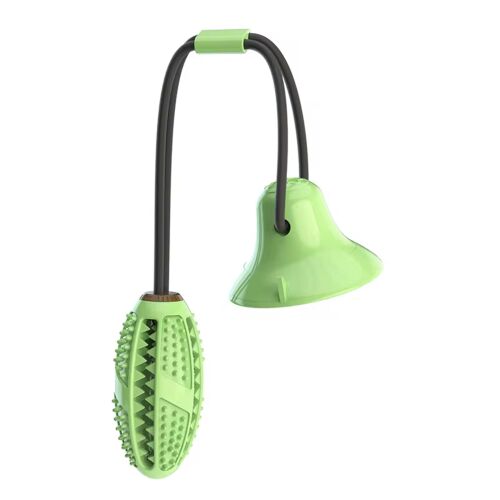 Jucărie interactivă pentru câini de mestecat verde cu ventuză, pentru curățarea dinților și gingiilor, cu frânghie pentru tras