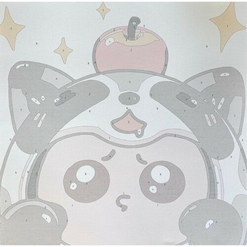 Sada na maľovanie podľa čísel pre deti, roztomilý panda s jablkom na hlave, plátno 30x30cm