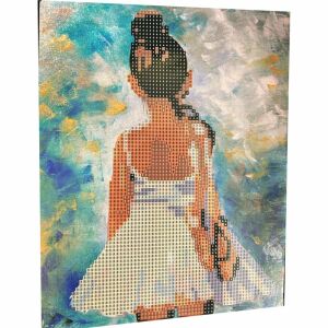Malowanie diamentowe baleriny w białej sukience, 21x25cm - Sztuka i hobby