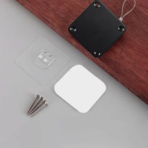 Samozamykacz do drzwi z kablem, siła ciągu 500g, czarny, z montażem na klej, instrukcje instalacji, zbliżenie produktu - Samozamykacz