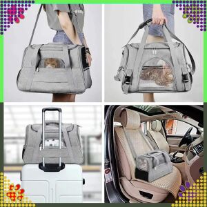 Sivý prepravný vak pre mačky a malé psy, s popruhom na rameno, na cestovanie, koláž - Chov zvierat