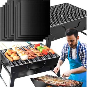 Set de gradina portabil si gratar turistic, valiza + covor teflon 12x