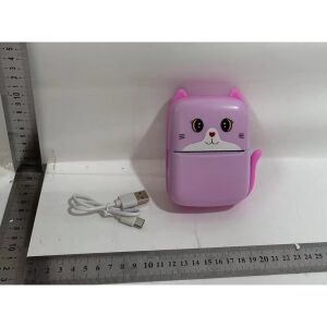 Mini hordozható fotónyomtató készlet, Flippy, Tartalma: 1x jelölőkészlet, 5x hőpapír tekercs, 5x öntapadó papírtekercs, USB töltés, Bluetooth, fekete-fehér nyomtatás, cica minta, rózsaszín