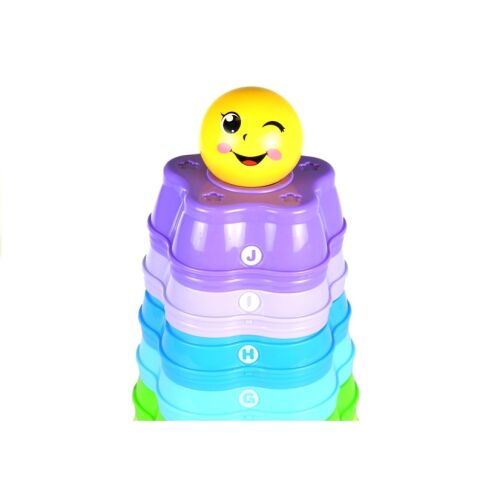 Играчка за подреждане за бебета, цветна кула с усмихнато лице на върха, образователна играчка за малки деца