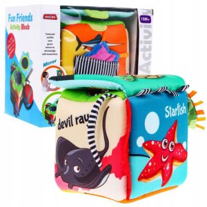 Fun Friends Sea World Cub senzorial pentru bebeluși, Jucărie moale de pluș cu oglindă, foșnet și zornăit - Jocuri si jucării educative