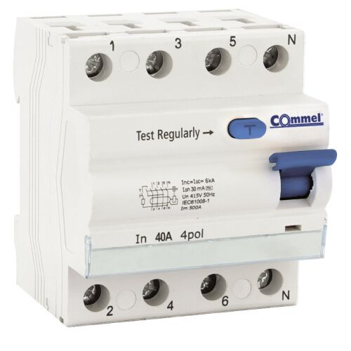 Releu Commel Fi 63A 4P 30mA, întreruptor 6kA 126380468