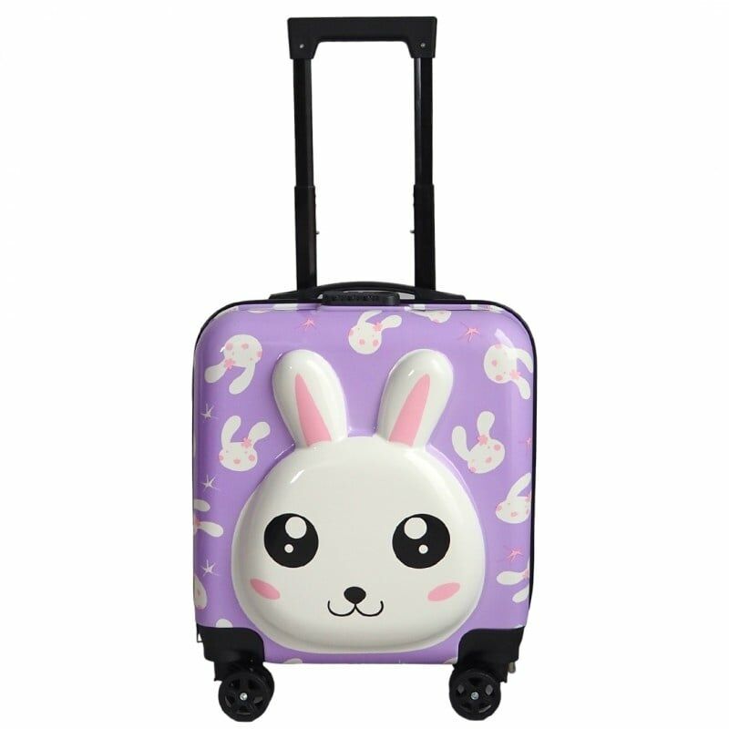 Wózek dziecięcy 45x25x35 cm, homologowany do przewozu osób, wzór fioletowego króliczka