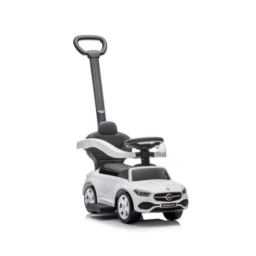 Fehér Mercedes C-Class Deluxe Milly Mally tolóautó kormánykerékkel és fogantyúval