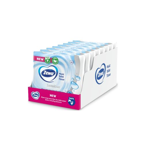 Zewa Sensitive Feuchtes Toilettenpapier, 8 Packungen à 42 Tücher