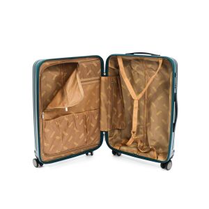 Valiză Ella Icon Armor deschisă, arătând interiorul cu buzunare cu fermoar și curele elastice - Nonbrand Valize