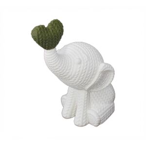 Dekostatuette Sani, Elefant 92 x 62 x 123 mm, weiß/dunkelgrün 126396767 - Ziergegenstände