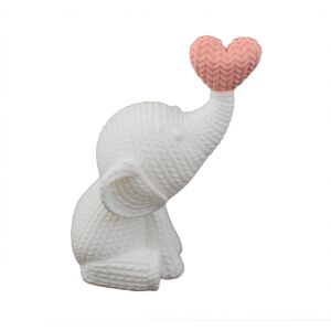 Декоративна статуетка Сани, Слон 92 x 62 x 123 mm, бяло/розово 126396763 - Декорация на дома