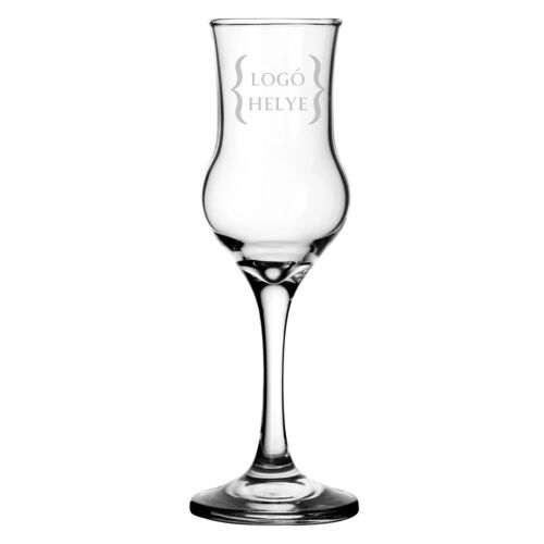 Elegáns 90 ml-es grappás pohár homokfújt mintával, tökéletes minőségi pálinkák és likőrök fogyasztásához. 