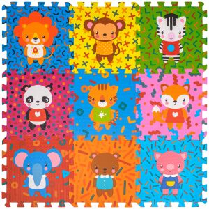 FizioTab EVA hab kirakószőnyeg állatmintákkal, 9 darab - Szivacs puzzle