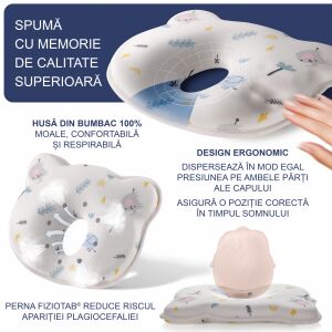 FizioTab Plagiocephalia párna memóriahabbal és ergonomikus kialakítással - Baba párna