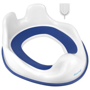 FizioTab kék-fehér nyúl mintás WC szűkítő fogantyúkkal és tároló akasztóval - WC szűkítő