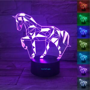 Lampă cu iluzie 3D FizioTab Light cu cal și opțiuni de schimbare a culorii. - Lămpi decorative