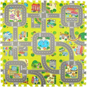 FizioTab habszivacs puzzle szőnyeg teljes utca és állat design - Szivacs puzzle