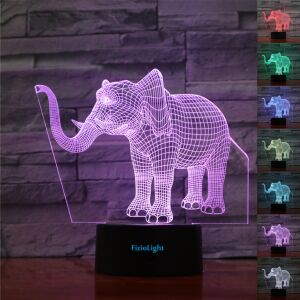 FizioTab Light 3D Elefant Lampă de Noapte cu 7 culori - Lămpi decorative