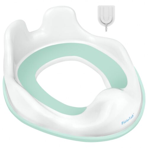 FizioTab Nyúl Zöld és Fehér WC Szűkítő Fogantyúkkal és Akasztóval