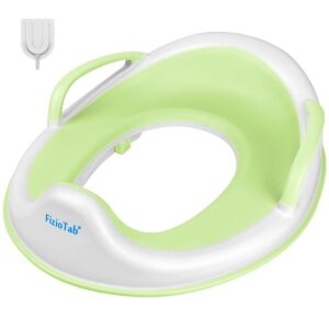 FizioTab zöld-fehér gyerek WC ülőke fogantyúkkal és akasztóval - WC szűkítő