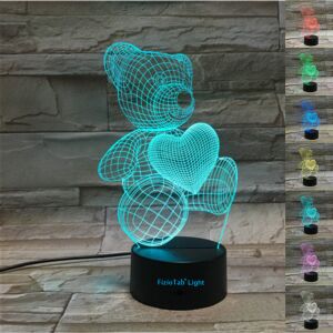Lampă 3D Iluzie FizioTab Light, Model Ursuleț, Lampă de Noapte cu Schimbare de Culoare - Lămpi decorative